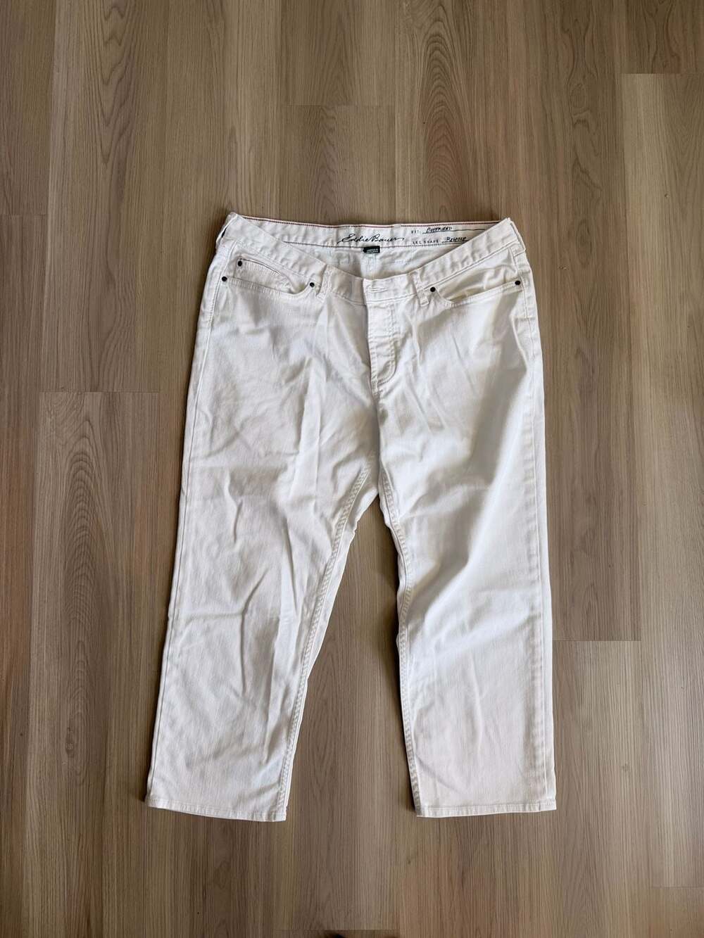 Eddie Bauer Boyfriend Relaxed Fit White Denim Jeans Women's Size 14